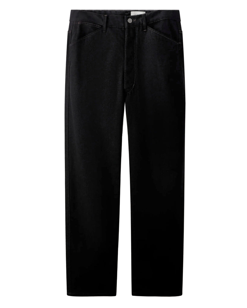 Black Curved 5 Pocket Pants in Black Denim