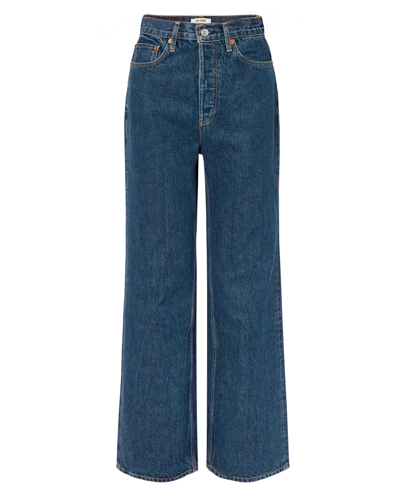 RE/DONE '70s Ultra High Rise Wide Leg Jeans in Indigo Storm