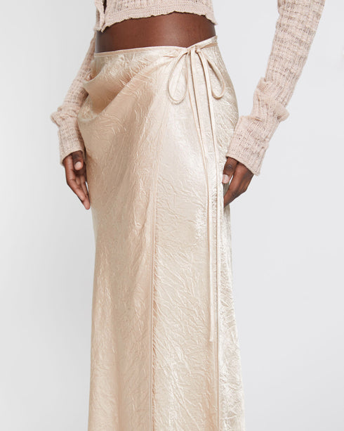 Textured Satin Wrap Skirt