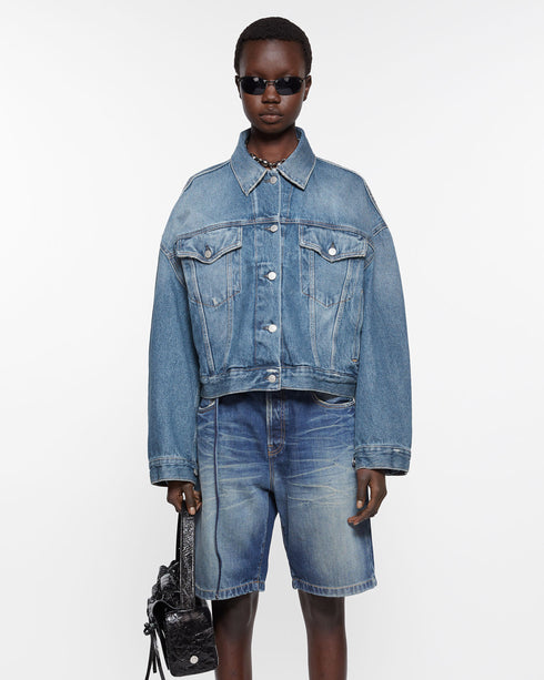 Cropped denim jacket oversized hotsell