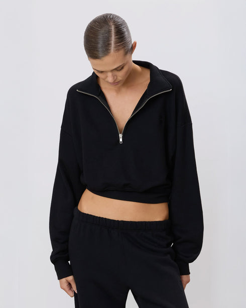 Cropped Half Zip Sweatshirt