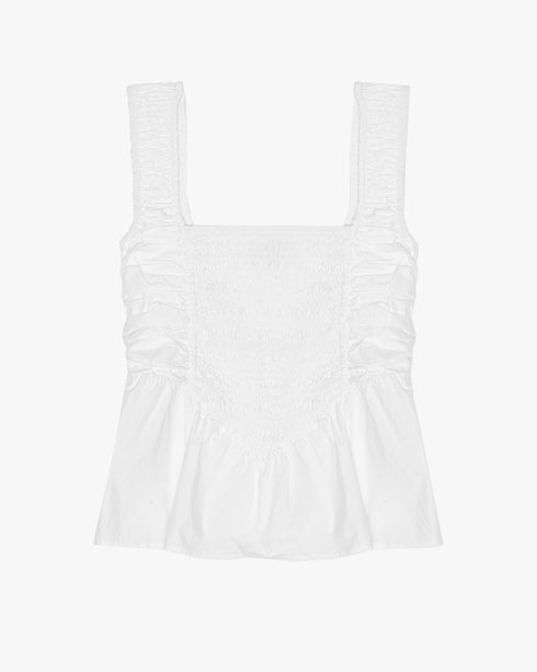 Cotton Poplin Smock Strap Blouse