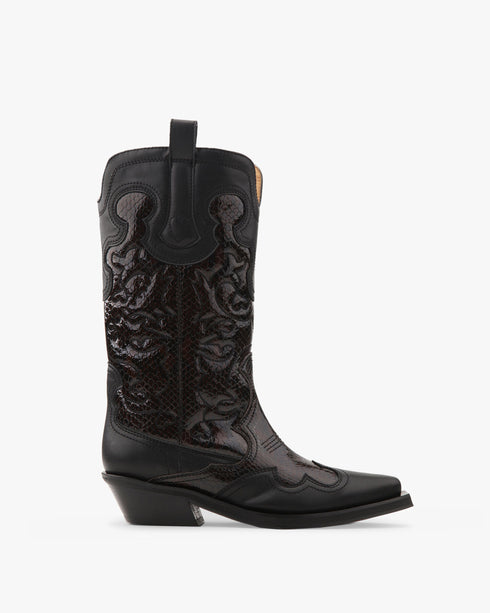 Mid Shaft Embroidered Western Boot