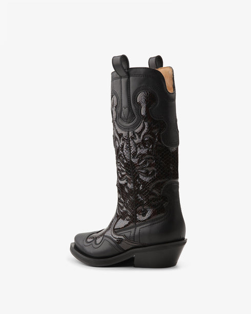 Mid Shaft Embroidered Western Boot