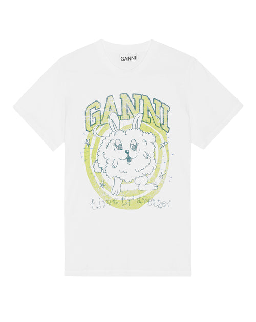 Ganni Basic Cotton Jersey Bunny T-Shirt - White - T-shirts