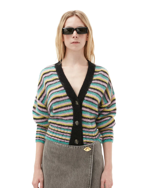 直送送料無料 STRIPED MOHAIR カーディガン - メンズ